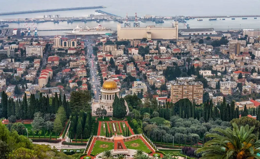 Bahai Temple and downtown