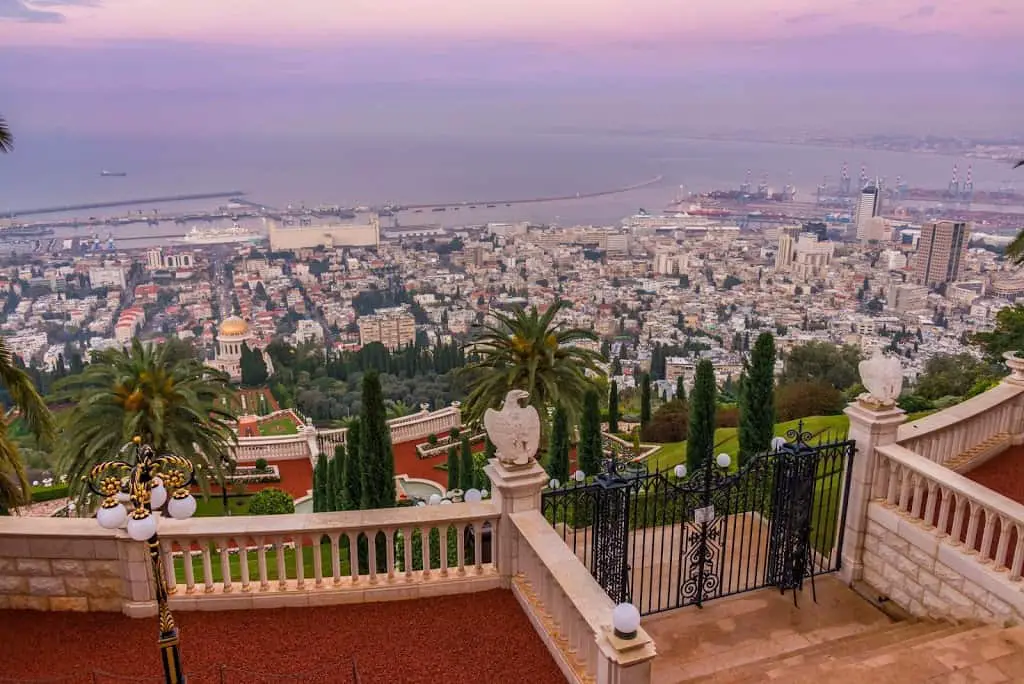 Bahai Gardens and the port