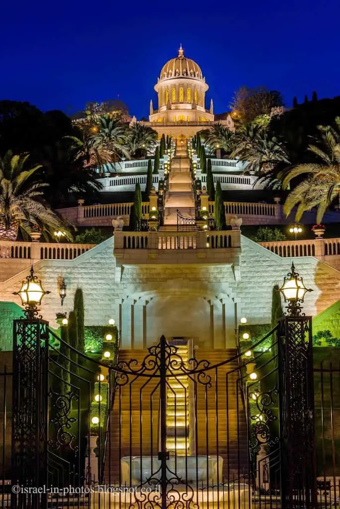 Bahai Gardens in Haifa from Sderot Ben Gurion