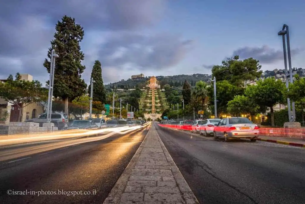 Bahai Gardens in Haifa from Sderot Ben Gurion