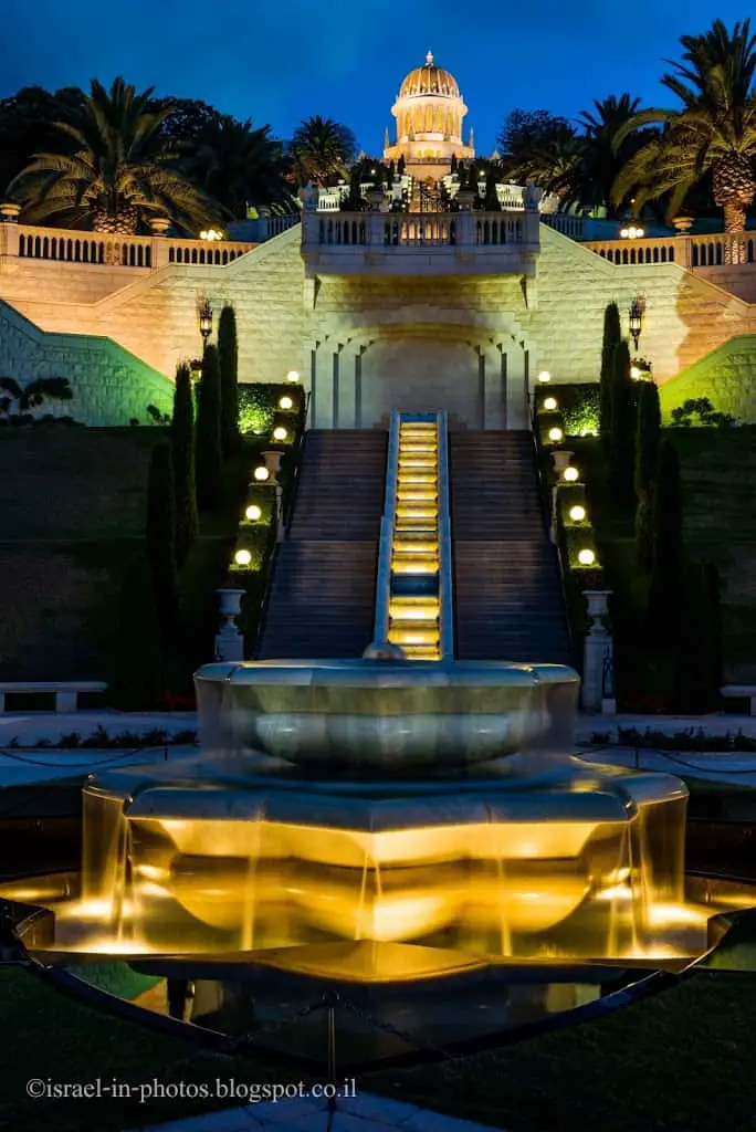 Bahai Temple with leading stairs (shot from UNESCO square)