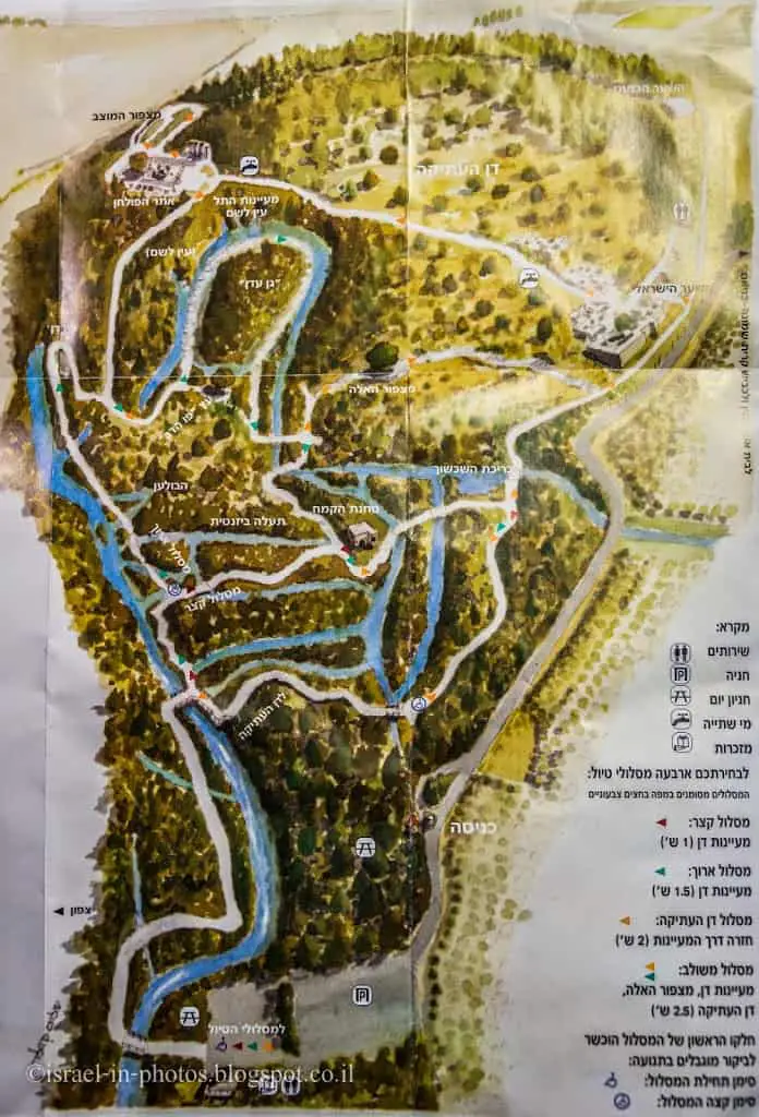 Карта заповедника Тель-Дан