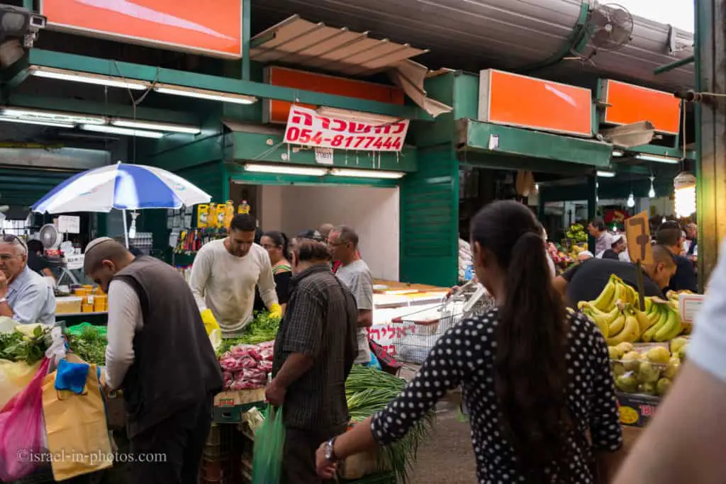 Food stands at HaTikva Market