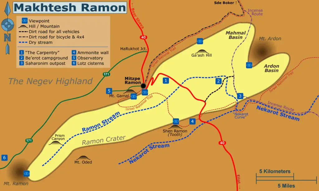 Map of Makhtesh Ramon