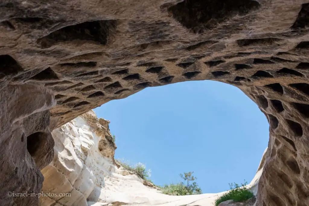 Part of the ceiling is missing at the Columbarium cave