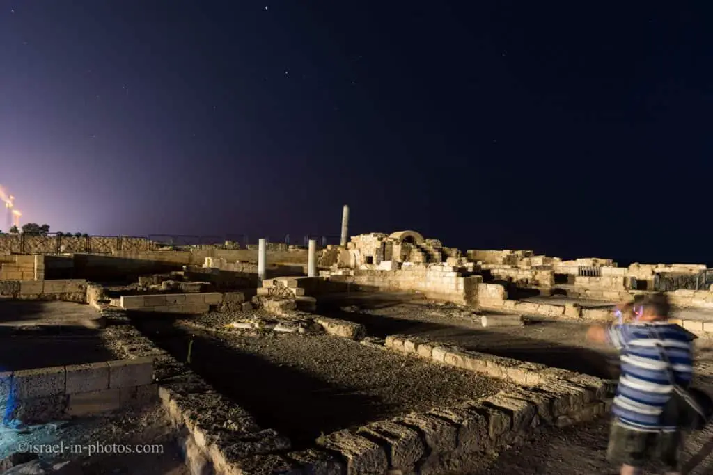 Caesarea National Park at night