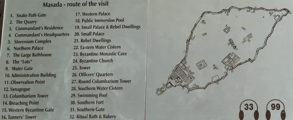 Map of Plateau at Masada National Park