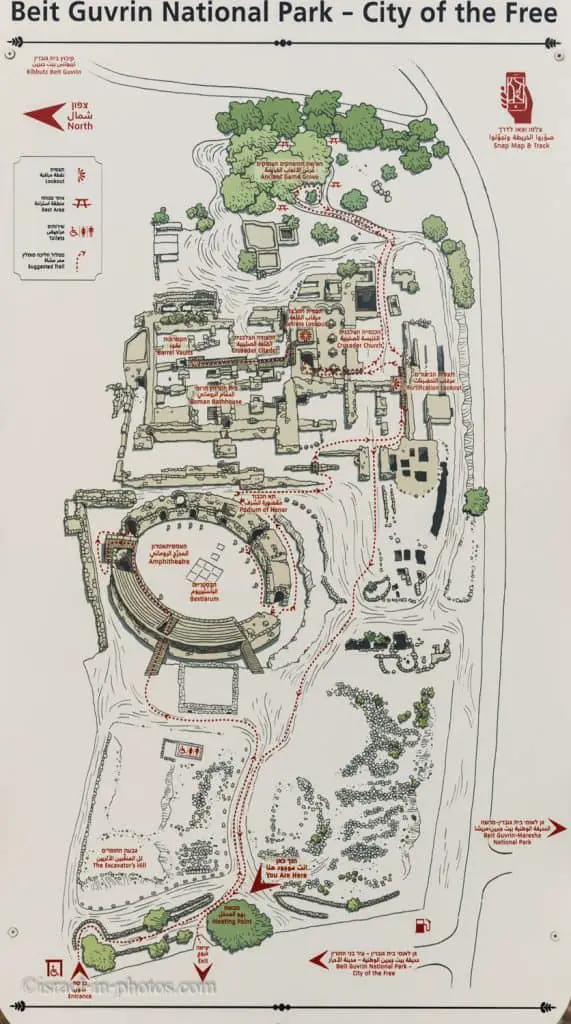 Map of the northern complex at Beit Guvrin National Park