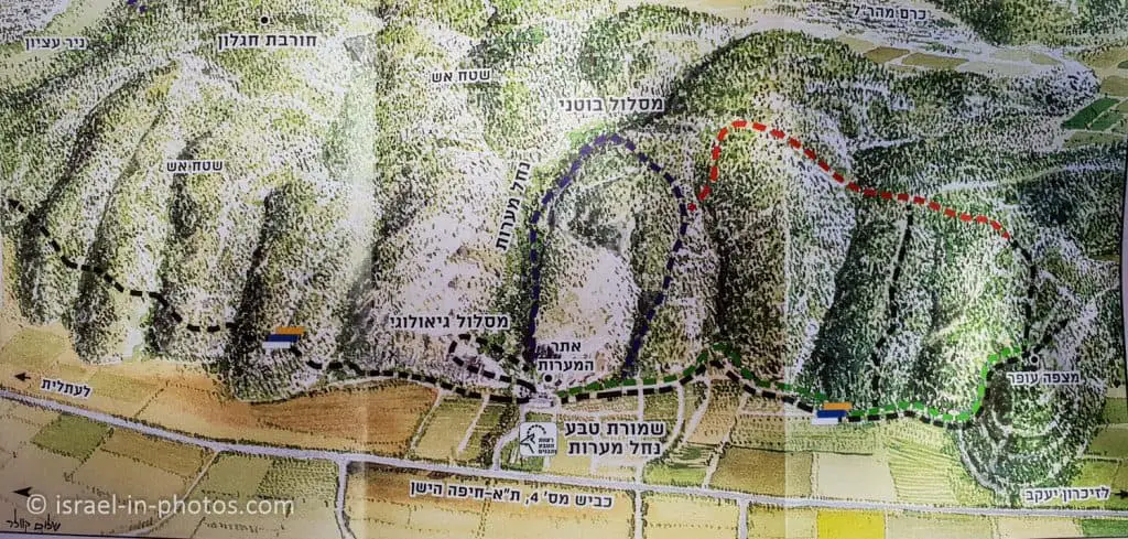 Map of Nahal Mearot Nature Reserve