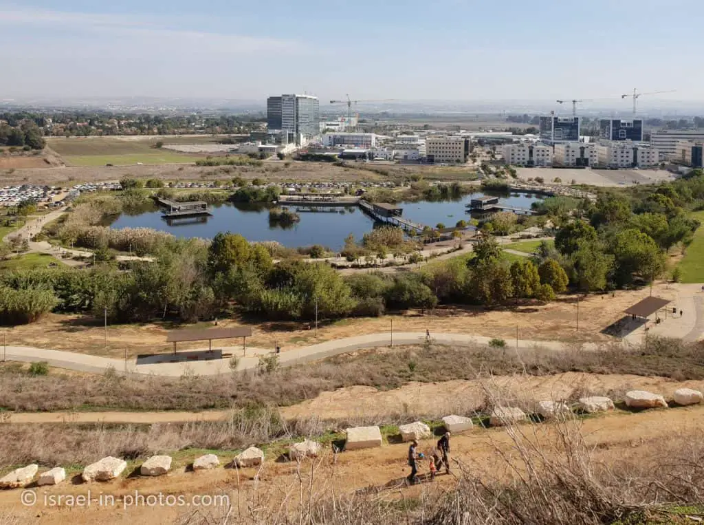 View of Hod HaSharon Lake Park from the top of the "Garbage Mountain"